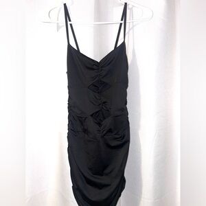 SHEIN Black Ruched Mini Dress